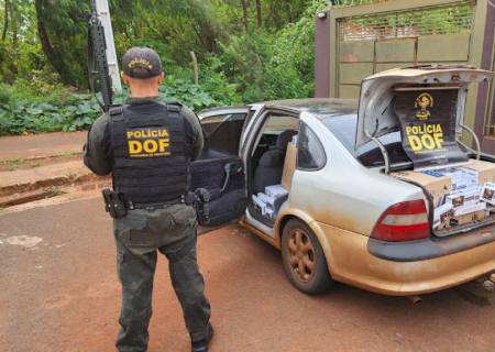 Carro carregado com cigarros é apreendido pelo DOF e motorista foge a pé em Dourados